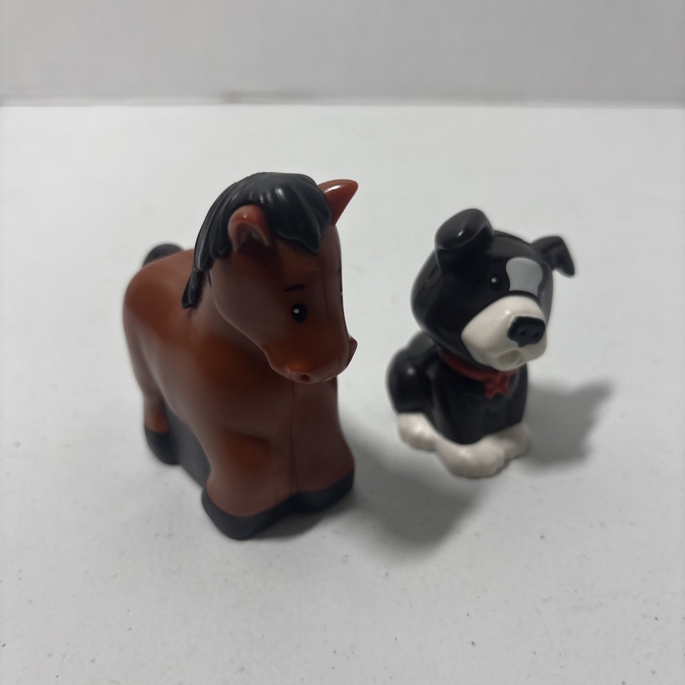 Fisher Price Little People Farm Animals Lot Of 2 Horse & Dog EUC